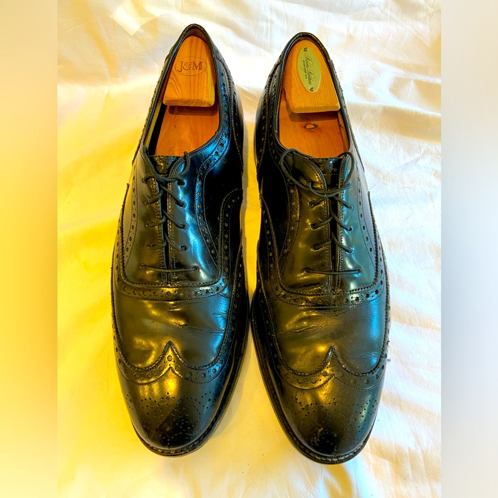 Johnson & Murphy Oxford Wing Tip Men’s Black Leather‎ Dress Shoes, Size 12EEE